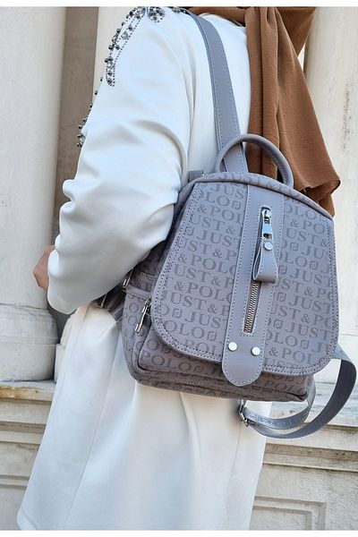 Just Polo Women's Monogram Printed Backpack for Daily Use (CANTAMGELSİN_)