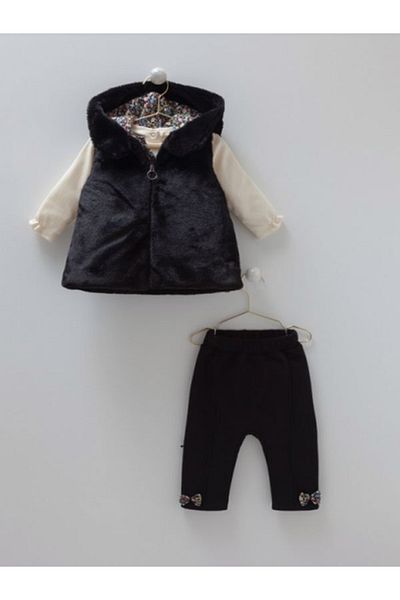 Caramell 3-Piece Top and Bottom Set with Fur Vest