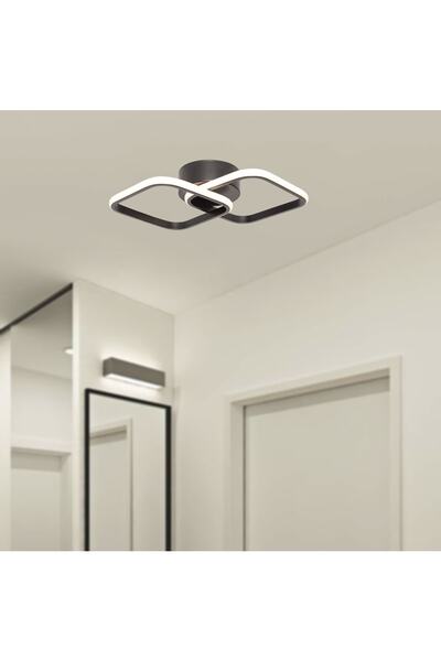 TT AYDINLATMA Tt405-2-sy - Matte Black 2-Piece Square LED Chandelier (3 Color Light Modules)
