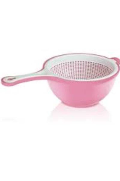 ÇEÇEN HOME Pasta Strainer Handle Layered Strainer 2-Piece Plum Powder 2.5lt