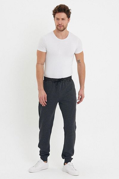 ENQUE Ανδρικό φαρδύ ελαστικό Jogger Basic Chino Anthracite παντελόνι