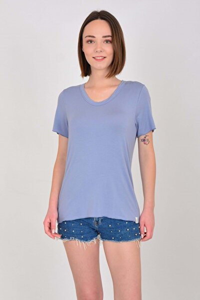 Letoile Modal Ipek Kısa Kollu Yuvarlak Yaka Kadın Bluz