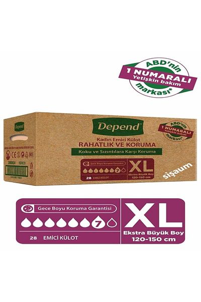 Depend New Absorbent Panties Extra Large Size Xl Size 28 Pieces (Waist Size 120-150 Cm)