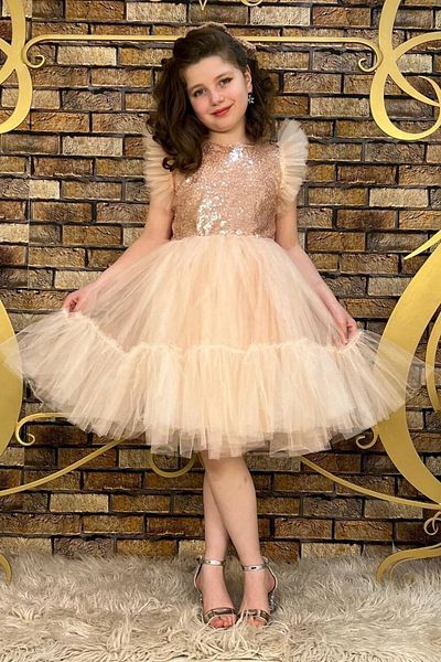 ABİYEKİDS Sequin Bow Stylish Children's Evening Dress