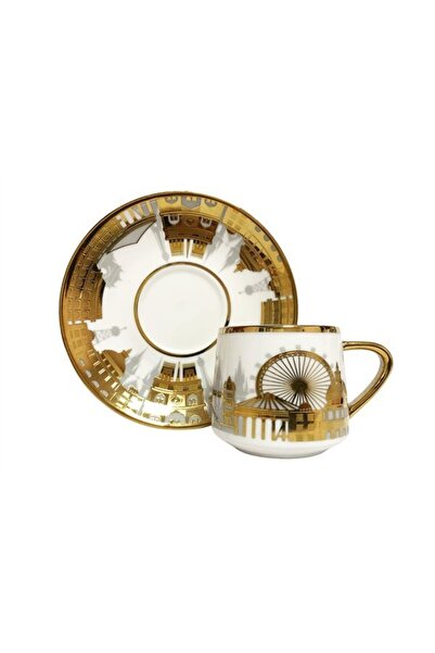 Kosova London Eye Porcelain Embossed Coffee Cup Set of 6