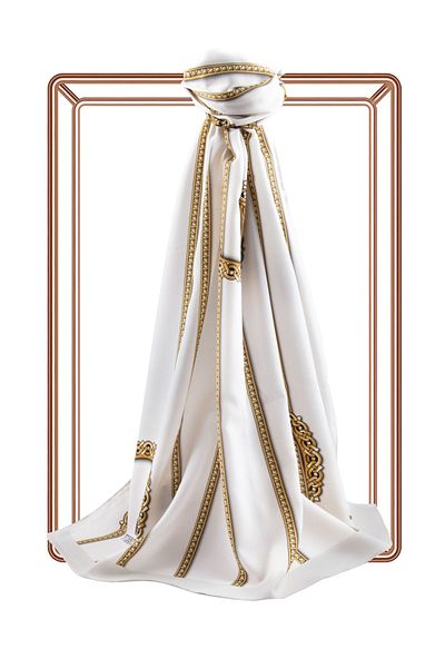 Vissona Γυναικεία Luxury Medina Silk Shawl Cream-6