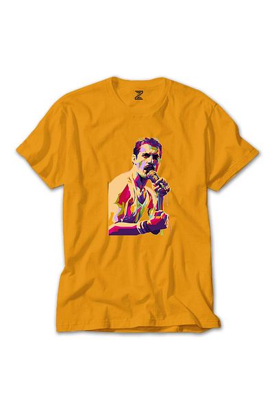Z zepplin Κίτρινο T-shirt με πορτραίτο Queen Freddie Mercury