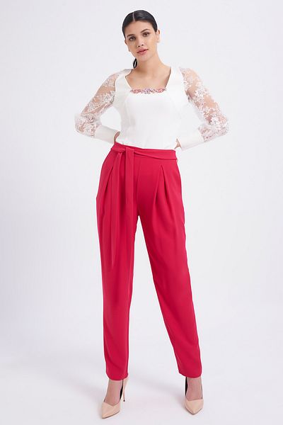 Balizza Blz-waist Belted Pleated Trousers