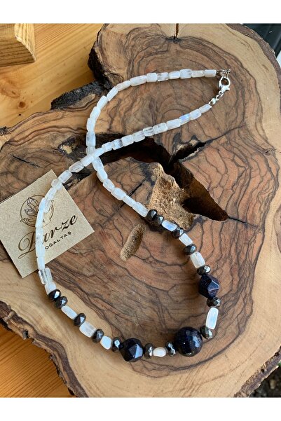 parze doğaltaş Aytaşı Ve Yıldız Taşı Tasarım Kolye