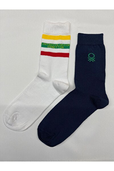 United Colors of Benetton Bnt-m24014 Benetton Мъжки чорапи в двойна опаковка 71277 Бяло-тъмно синьо
