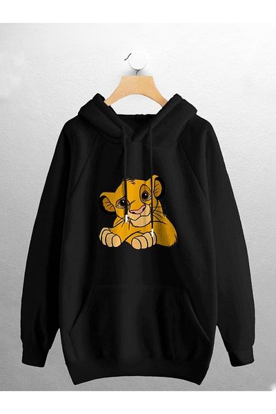 Joza Outdoors Unisex Women Men Lion King Design Printed Hooded Black Sweatshirt Hoodie
