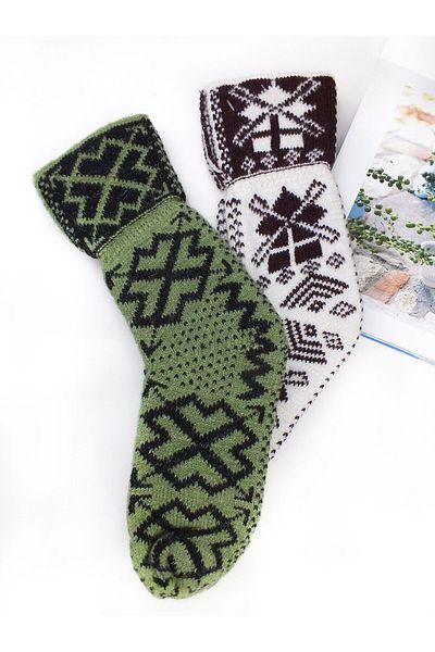 Color Socks 2 чифта зимни плетени чорапи с местен модел