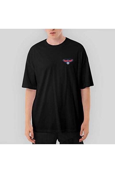 Z zepplin Tricou negru supradimensionat cu logo Atlanta Hawks