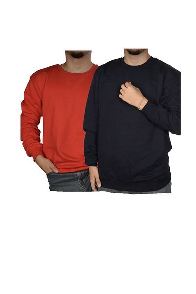 FATELLA Unisex Round Neck Comfortable Fit Basic 2-Piece Sweatshirt
