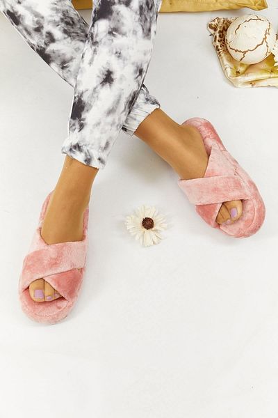 e-vitrin Γυναικείες Παντόφλες Σπίτι Πούδρα Flat Heeled Ύψος Τακουνιού 3,5 cm