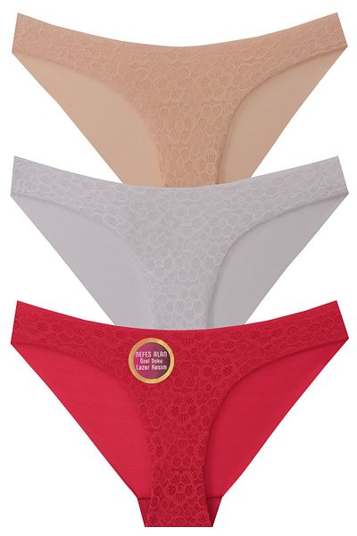 papatya lingerie Chiloți cu tăiere cu laser cu textura specială, respirabili, 3''