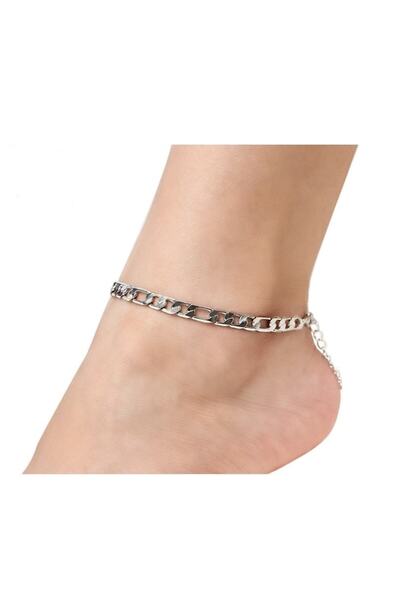 X-Lady Accessories Gümüş Rengi Figaro Çelik Zincir Halhal