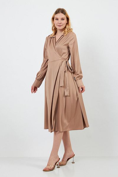 Volanlı Matte Satin Dress