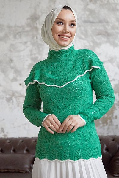 InStyle Pulover din tricotaje cu dungi Alvi - verde