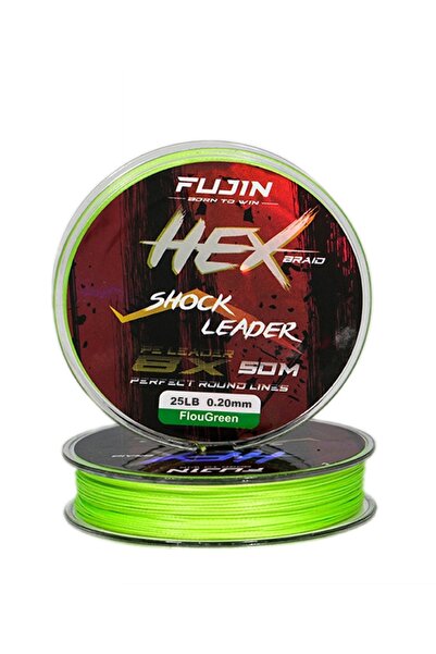 Fujin Hex Braid 8x Fluo Green Pe Ip Shock Leader 50 Mt