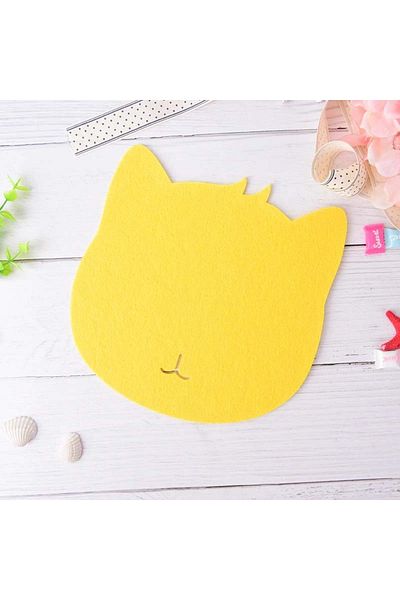garaccu Cute Stylish Mouse Pad with Cat Figure Yellow