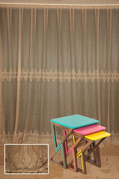 AKÇA TEKSTİL Belly Model Gold Color Single Wing Ready-made Planted Pleated Background Curtain 150*260 Cm
