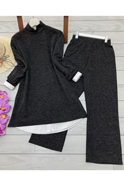 VOLT CLOTHİNG مجموعة ملابس التريكو النسائية ذات الياقة المدورة