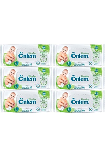 ÖNLEM مناديل مبللة 90 ورقة بخلاصة بوتانيكا (مجموعة من 6) 540 ورقة بغطاء بلاستيكي