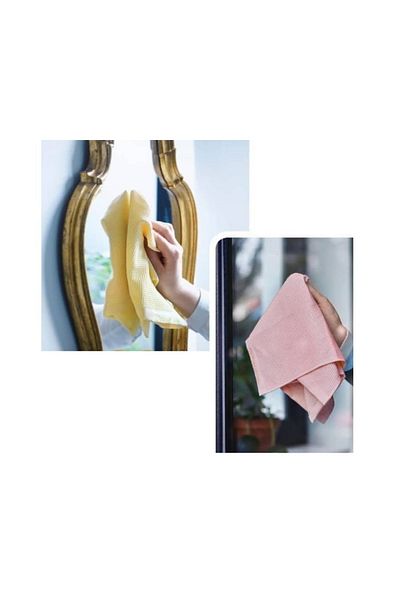 Tupperware Yellow-Pink 2-Piece Microfiber Glass Cloth - 40X40 cm