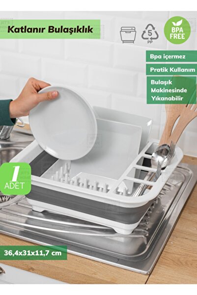 Jet's Home New Katlanır Bulaşıklık Katlanabilir Tezgah Üstü Tabaklık Kaşıklık...