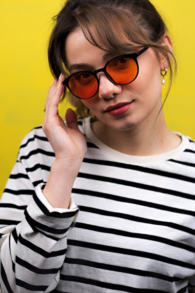 LUNOX Niobe نظارة شمسية زجاجية باللون الأسود والبرتقالي