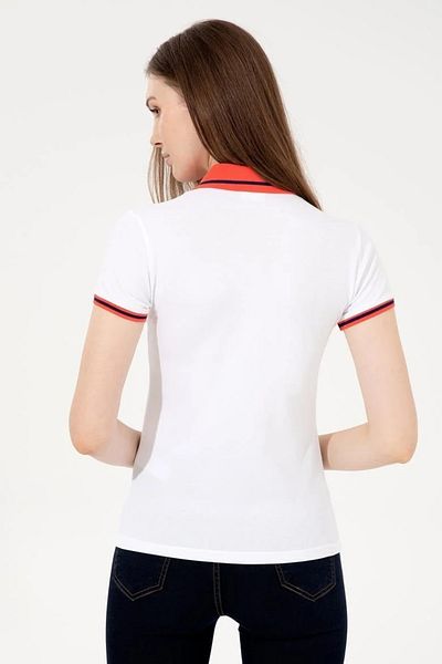 U.S. Polo Assn. Tricou alb cu gât polo pentru femei