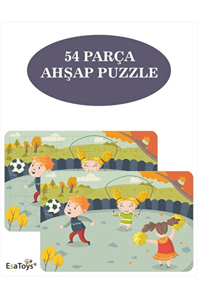 esatoys Ahşap 54 Parça Çocuk Puzzle