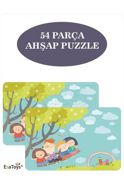 esatoys Ahşap 54 Parça Çocuk Puzzle