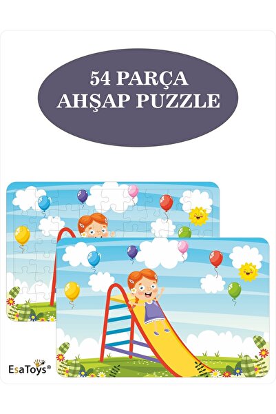 esatoys Ahşap 54 Parça Çocuk Puzzle