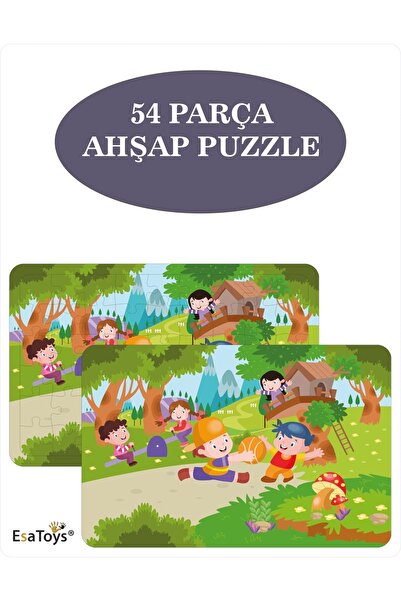 esatoys Ahşap 54 Parça Çocuk Puzzle