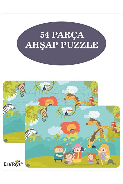 esatoys Ahşap 54 Parça Çocuk Puzzle
