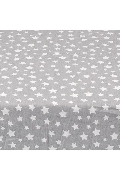 BabyMeva Baby And Kids Elastic Fitted Sheet 90x160 Cm (grey with Stars)