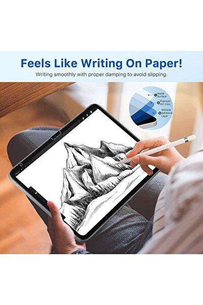 ZMOBILE Ipad 10. Nesil 2022 10.9" Uyumlu Paperlike Ekran Koruyucu Kırılmaz Kağıthissi Paper Like