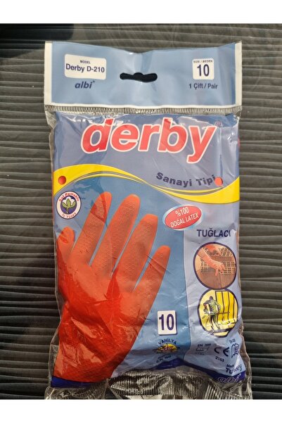 Derby Industrial Type Rubber Gloves (Brick)