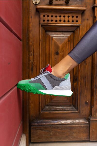 ANGELİNA JONES Lascor Kadın Yeşil Gercek Suet Gri Garnılı Sneaker