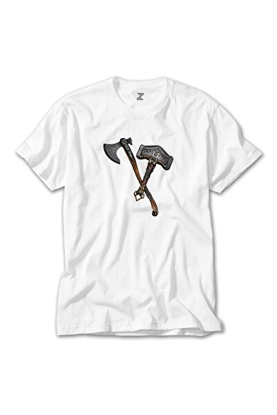 Z zepplin تي شيرت أبيض على شكل سلاح إله الحرب راجناروك كراتوس