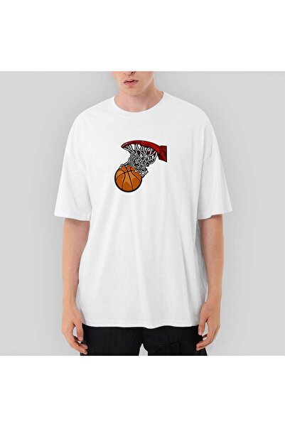 Z zepplin Tricou alb oversize Hoop de baschet