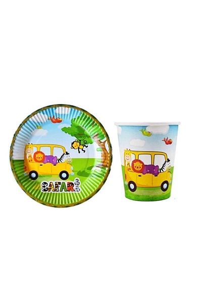 Mini Parti Mini Party Store Safari Plate Glass Set