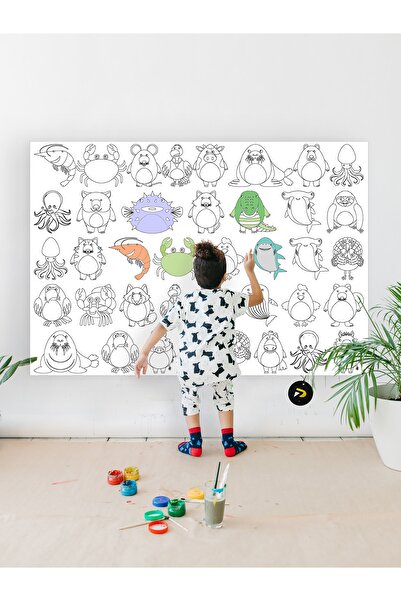 Postermanya ورق تلوين عملاق تعليمي لطبيعة الحيوانات، لفة تلوين نشاط للأطفال (...