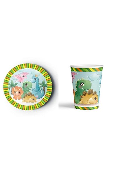 Mini Parti مجموعة أكواب على شكل ديناصور من متجر Mini Party Store