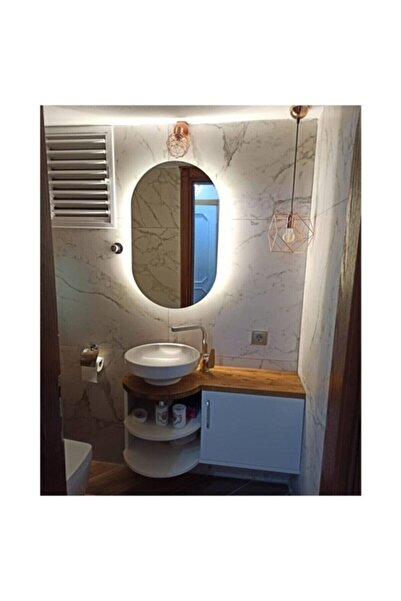 Genel Markalar 80*50 Oval Ledli Ayna Banyo Aynası Tuvalet Aynası