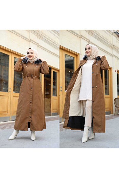 KMKkombin Palton supradimensionat pentru tineret, cu blană în interior, rezis...