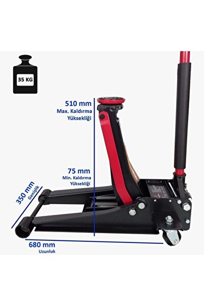 SCHUTZENGER Profesyonel 3 Ton Çift Pistonlu Arabalı Kriko Garaj Krikosu Düşük...