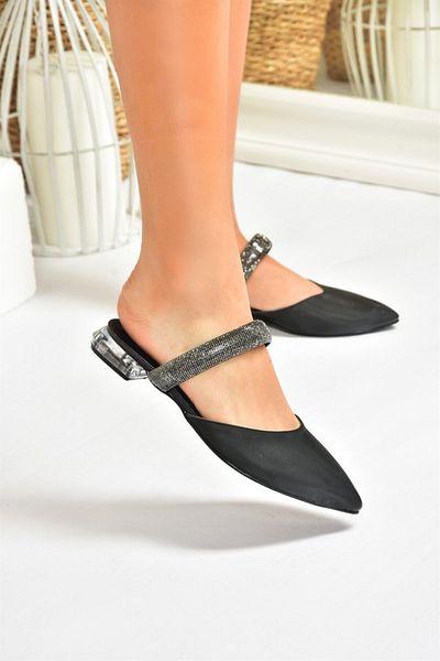 Fox Shoes Černé saténové látkové pantofle M272032104